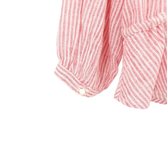 Rails Marti Peplum Blouse in Scarlet Stripe Linen Rayon Blend Top L - Picture 8 of 8